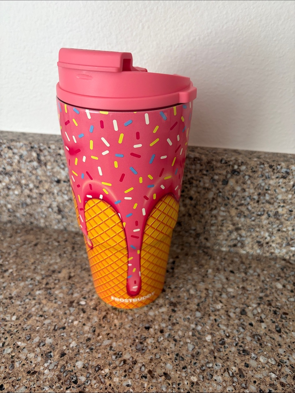 Pink Ice Cream Cone Travel Tumbler - Reusable Drink Cup